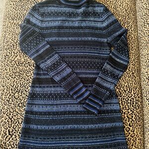 White House Black Metallica Fair Isle Turtleneck Sweater Open Back Dress